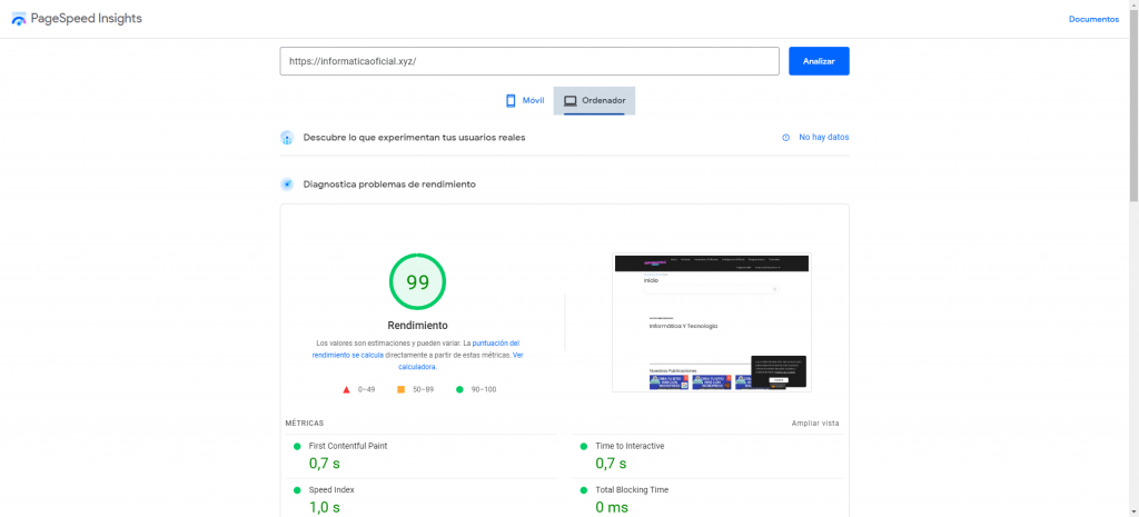 pagespeed insights speed test